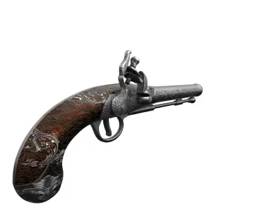 Old pistol war  Low-poly 3D model