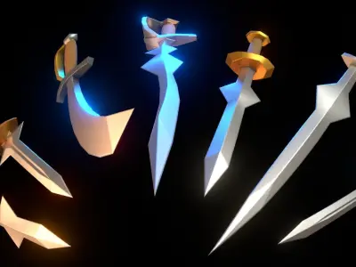 50 Lowpoly 3D Swords CC0 Free low-poly 3D model