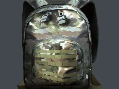 Backpack military combat Black baggage bag luggage Low-poly 3D model