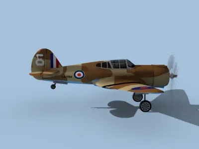 Curtiss H-75C Mohawk V23 RAF 3D model