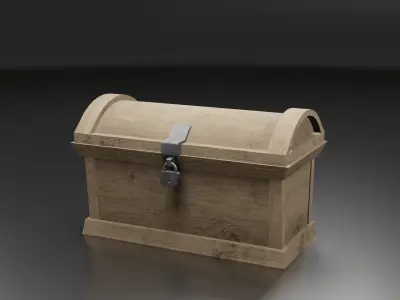 Chest wooden Free low-poly 3D model