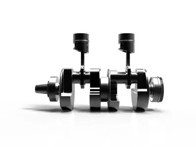 Motorcycle Piston and Crankshaft 3D model
