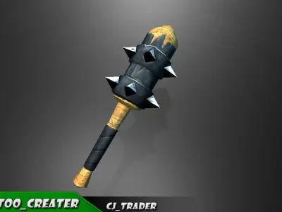Bladed Mace Low poly Fantasy 3d model Low-poly 3D model