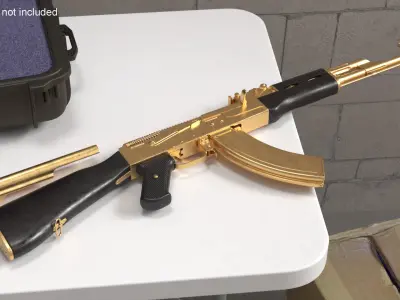  Assembled Gold AK 47 in Open Hard Case 