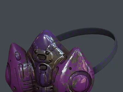 Gas mask helmet 3d model scifi  Low-poly 3D model 7