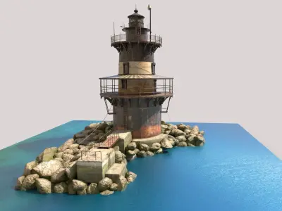 The Old Lighthouse with Rocky Surroundings 3D model