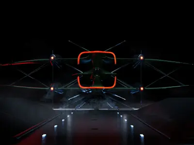 Spaceship fighter jet in night sky 3D model