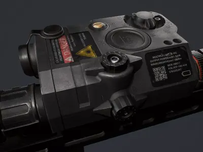 Tactical laser flashlight Low-poly 3D model