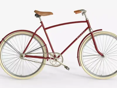 Red Vintage City Bicycle with Front Basket 3D model