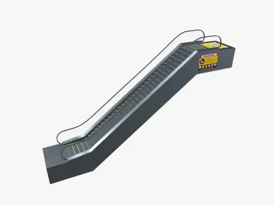 Escalator With Animation Low-poly 3D model