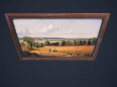 Old paints  frame Wood  HDRP Antique Low-poly 3D model