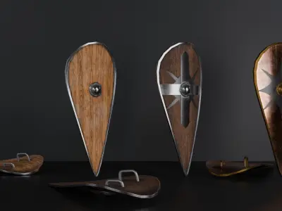 Medieval shield 3 in 1 Low-poly 3D model