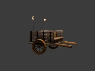Game ready fantasy cart Low-poly 3D model