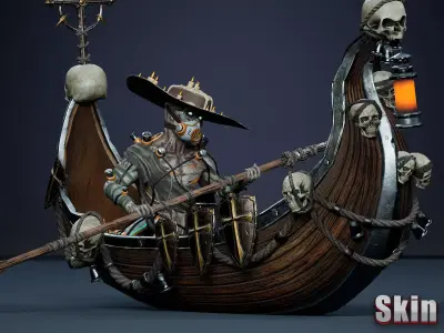 Fantasy Cyborg - Boatman Low-poly 3D model