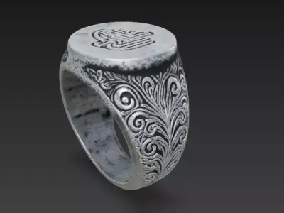 Antique Silver Seal Ring 3D Model Low-poly 3D model