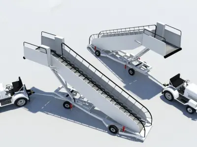 Towable Passenger Aircraft Stair Airport Low Poly  Low-poly 3D model