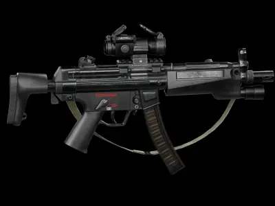 Game Ready HK MP5 - NYPD Style - AAA PBR Rigged Low-poly 3D model