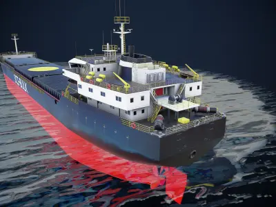 Bulker ship Low-poly 3D model