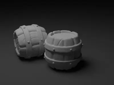 barrel two wooden barrels 3D model