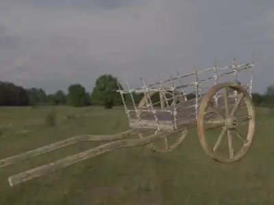 old horse cart Low-poly 3D model