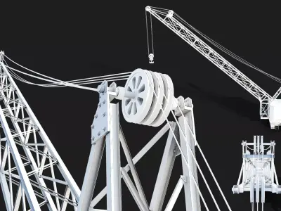 Mobile port Crane heavy duty lift hoist untextured 3D model