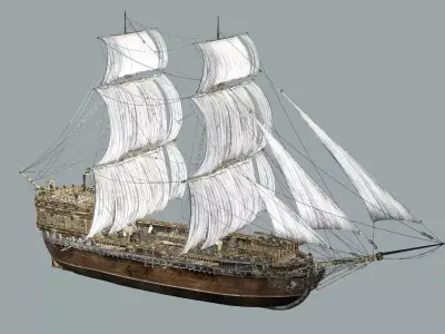 Galeon Ship A Low-Poly Game-Ready 3D Model Low-poly 3D model