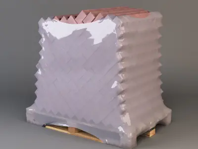 Set of bricks of different sizes and materials Low-poly 3D model