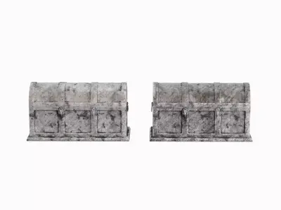 Metal Treasure Chest Set Low-poly 3D model