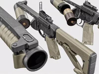 GL 40 Grenade Launcher  Low-poly 3D model