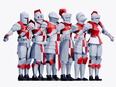 Low Poly Medieval Knights - Animated and Rigged Low-poly 3D model