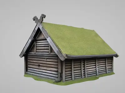 Medieval Viking village house 3D model Low-poly 3D model