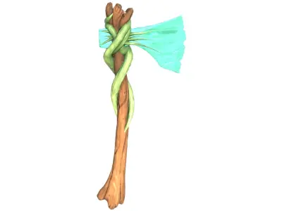 Game-Ready Stylized Fantasy Nature Axe Low-poly 3D model