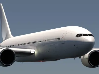 ANIMATED Boeing 777-200ER - Blank Livery 3D model