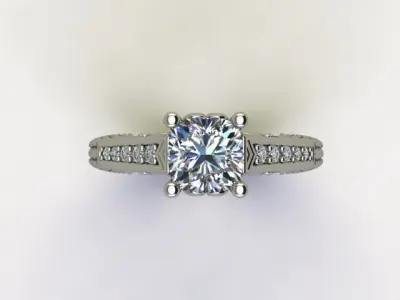 10051 diamond engagement ring with intricate filigree design 3D print model