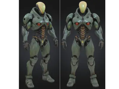 Futuristic Bio Mechanical Robot Low-poly 3D model