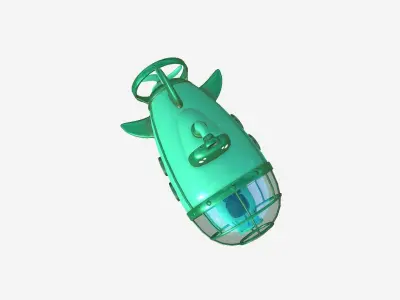 Submarine Cartoon A07 Green - Sub Watercraft Vehicle Low-poly 3D model