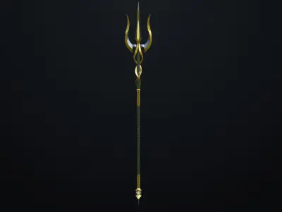 Fantasy Trident 02 All PBR Unity UE Textures Included Low-poly 3D model