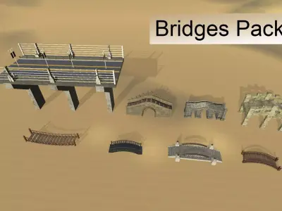 HQ Bridges Pack 3D Models Low-poly 3D model