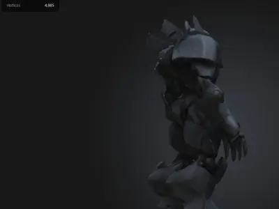 Dark Armored Robot Low-poly 3D model