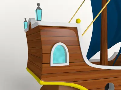Cartoon ship 3D model purchase