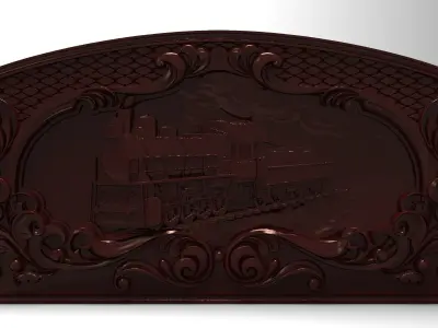 Steam locomotive Bas relief for CNC 3D print model