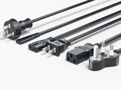 Multi Plugs 3d model  Cable with male and female 3D model  Low-poly 3D model