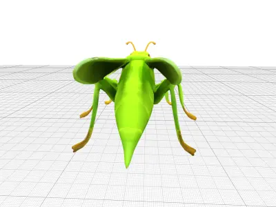 Grasshopper Green Realistic Low-poly 3D model