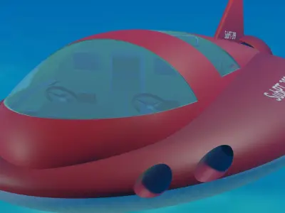 Hydro-Jet spaceship floating in ocean Free 3D model