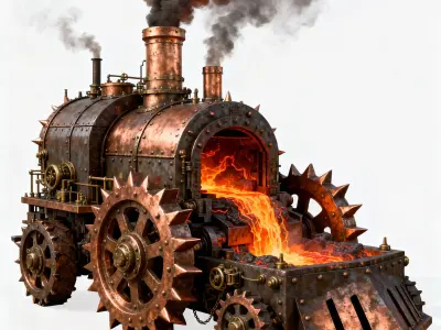 Molten Maker Dwarven Forge-Engine 3D Model Low-poly 3D model