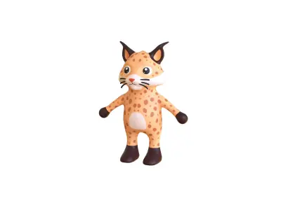 High-Quality 3D Cute Lynx for Games Low-poly 3D model