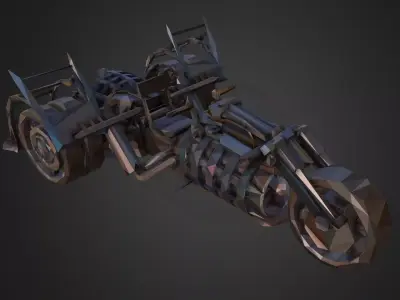 Low Polygon Art Steampunk Treble Bike Low-poly 3D model