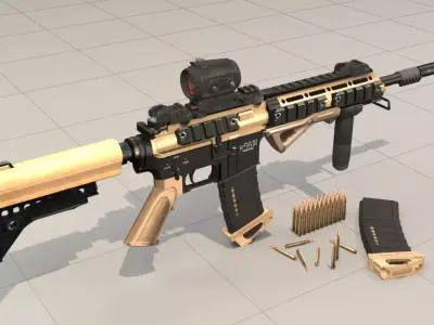 Rifle model AR15 Low-poly 3D model