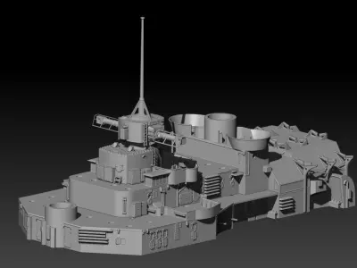 Tirpitz aft superstructure and hanger for 3d print 3D print model