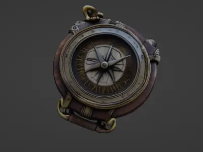 Steampunk Pocket Compass 3D Model 3D model